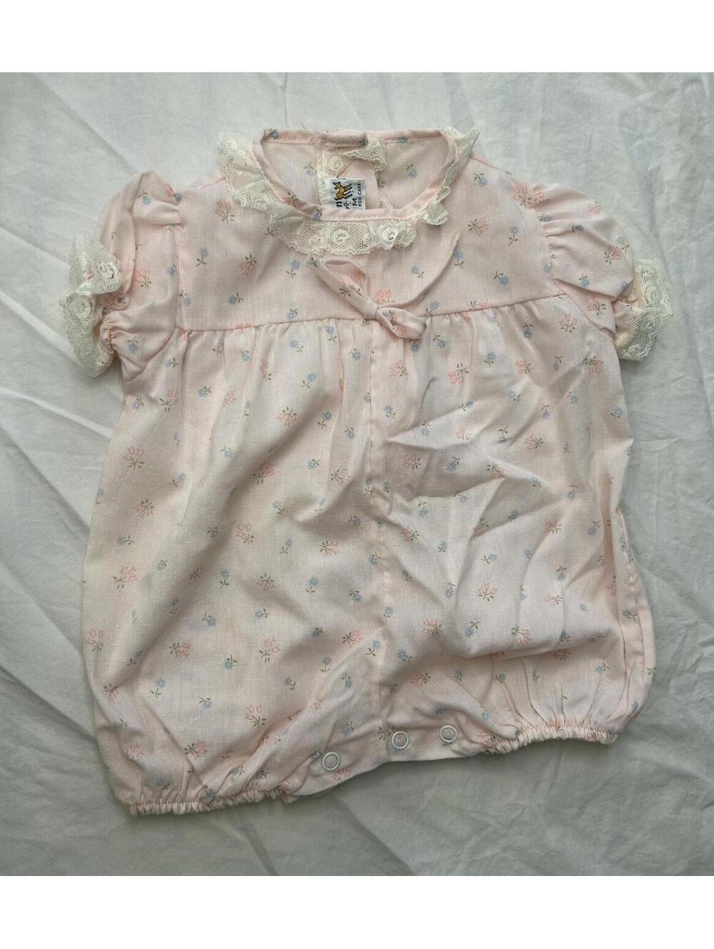 Vintage Fawn Togs Pink baby Girl Romper